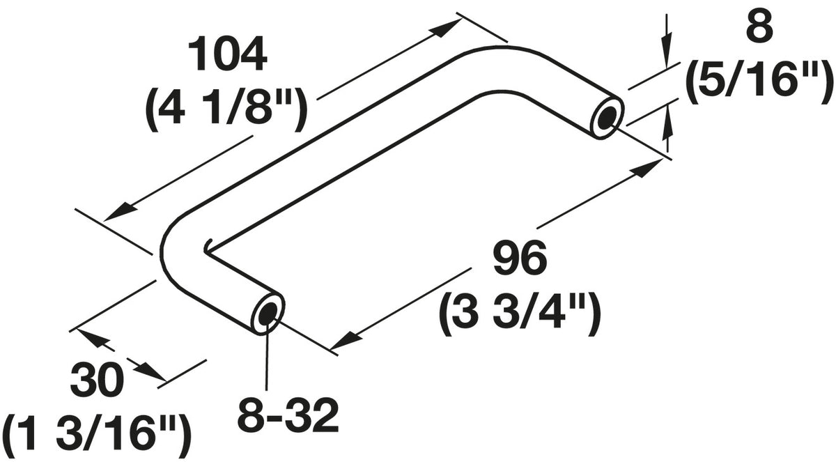 Häfele 116.07.329 Wire Pull, Essentials, Steel or Brass, Steel, Matte black, 96 mm (3 3/4") CTC