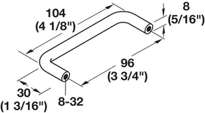 Häfele 116.07.238 Wire Pull, Essentials, Steel or Brass, Steel, Polished chrome, 101 mm (4") CTC