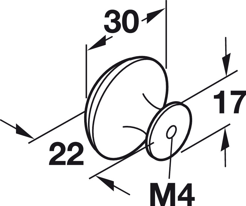 Häfele 120.70.921 Knob, Pewter, Zinc, Ø30 mm (1 3/16")
