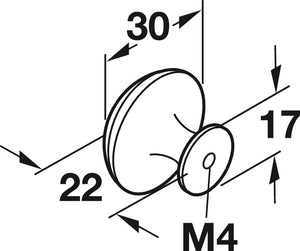 Häfele 120.70.921 Knob, Pewter, Zinc, Ø30 mm (1 3/16")