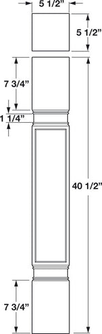 Häfele 635.74.470 Wood Post, H x W x D: 1028 x 140 x 140 mm (40 1/2" x 5 1/2" x 5 1/2"), Oak