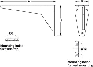 Häfele 287.44.416 Work Surface Brackets, Hebgo, Steel, Dimensions (AxBxC): 200 x 46 x 80 mm, 150 kg; gray