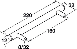 Häfele 155.99.001 Bar Pull, Cosmopolitan, Steel, Matte chrome, 96 mm (3 3/4") CTC, M4 thread