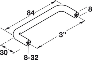 Häfele 116.07.027 Wire Pull, Essentials, Steel or Brass, Steel, Stainless steel look, 101 mm (4") CTC