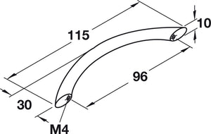 Häfele 155.00.871 Bow Pull, Ø (3/8") 10 mm, Steel, Dim. A: 148 mm (5 13/16"), dim. B: 30 mm (1 3/16"), dim. C: 128 mm (5 1/16"), dark oil rubbed bronze