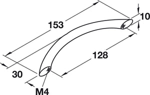 Häfele 155.00.871 Bow Pull, Ø (3/8") 10 mm, Steel, Dim. A: 148 mm (5 13/16"), dim. B: 30 mm (1 3/16"), dim. C: 128 mm (5 1/16"), dark oil rubbed bronze