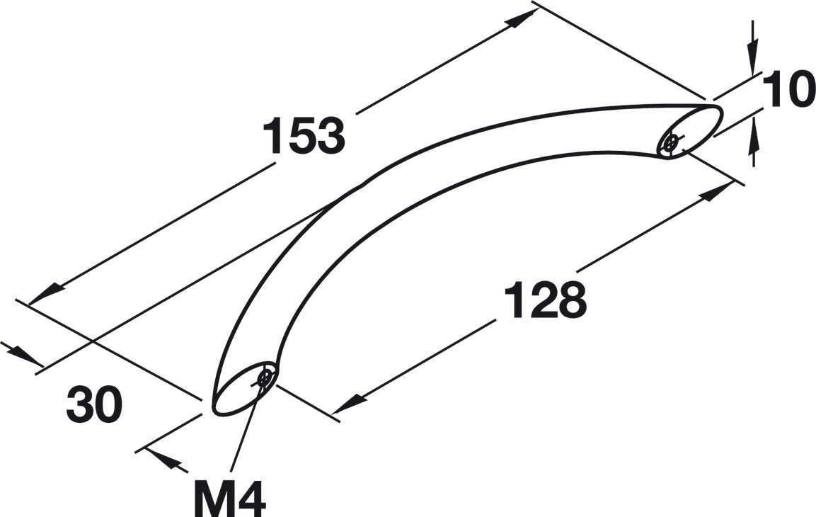 Häfele 155.00.870 Bow Pull, Ø (3/8") 10 mm, Steel, Dim. A: 112 mm (4 7/16"), dim. B: 30 mm (1 3/16"), dim. C: 96 mm (3 3/4"), dark oil rubbed bronze