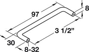 Häfele 116.07.628 Wire Pull, Essentials, Steel or Brass, Steel, Brushed nickel, 96 mm (3 3/4") CTC
