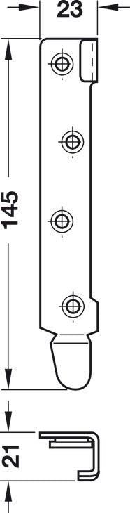 Häfele 271.05.915 Bed Connecting Bracket, with cranked hook-in part and striking plate, Steel, Length: 145 mm