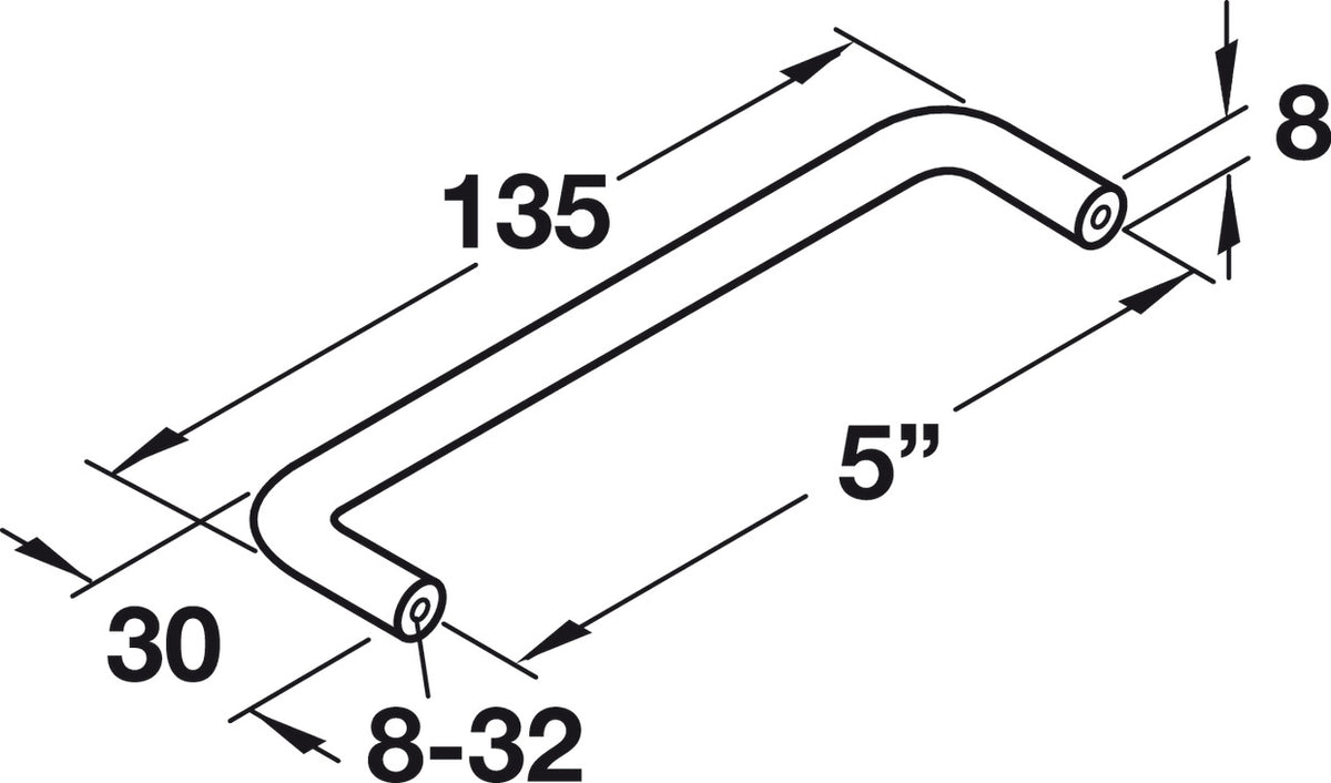 Häfele 116.07.624 Wire Pull, Essentials, Steel or Brass, Steel, Matte nickel, 96 mm (3 3/4") CTC
