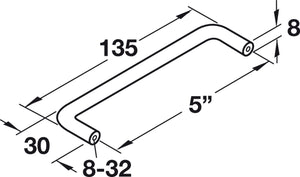Häfele 116.07.624 Wire Pull, Essentials, Steel or Brass, Steel, Matte nickel, 96 mm (3 3/4") CTC