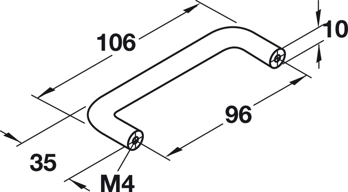 Häfele 155.00.954 Wire Pull, Ø (3/8") 10 mm, Steel, Steel, Matte nickel, 192 mm (7 9/16") CTC