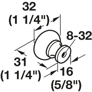 Häfele 134.41.001 Knob, Hollow, Steel, Brushed nickel