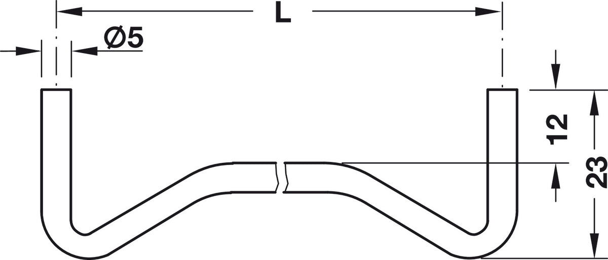 Häfele 282.73.716 Swedish-Type Shelf Support, Ø5 mm, For concealed mounting of grooved shelves, Length: 224 mm