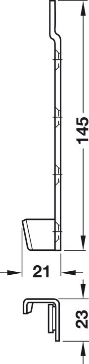 Häfele 271.05.906 Bed Connecting Bracket, with cranked hook-in part and striking plate, Steel, Length: 95 mm