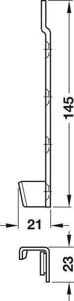 Häfele 271.05.906 Bed Connecting Bracket, with cranked hook-in part and striking plate, Steel, Length: 95 mm