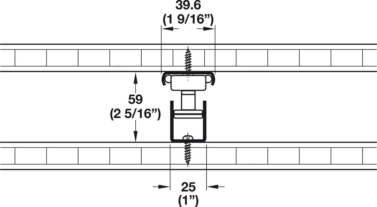 Häfele 421.50.831 Top/Bottom Mounted Cabinet Slide, FR 777A, Full Extension, 440 lbs Weight Capacity, (37 3/8") 950 mm installed length