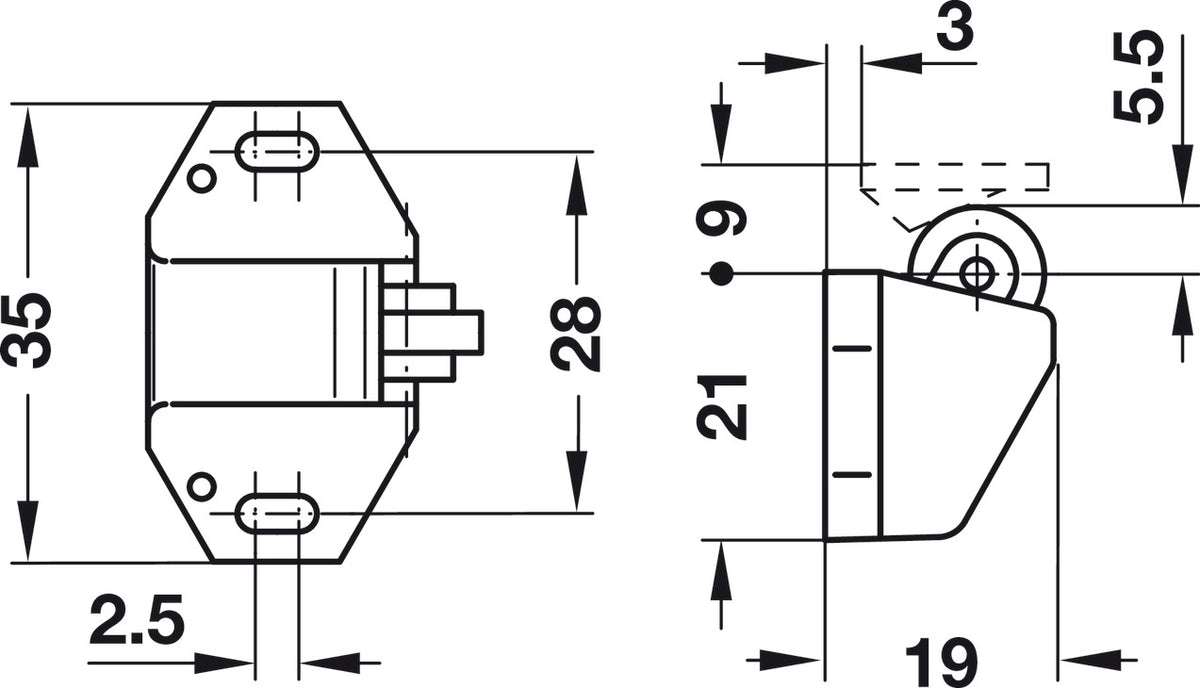 Häfele 243.15.700 Roller Catch, Screw-Mounted, White