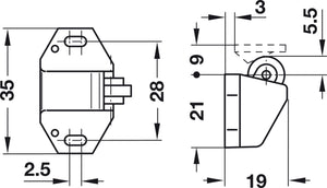 Häfele 243.15.700 Roller Catch, Screw-Mounted, White