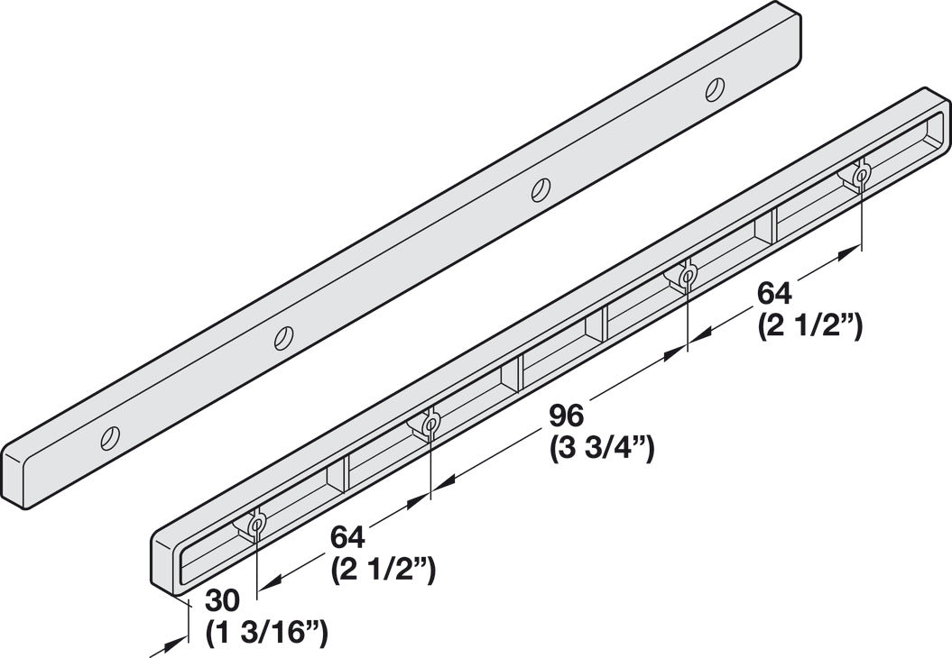 Häfele 430.15.701 Guide Rail, 3/4 Extension, Side Mounted, Installation length: 285 mm