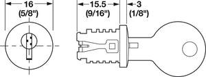 Häfele 210.04.726 Timberline - Snap-In Lock Core, Keyed Alike, modular removable core locking system, Matte nickel, key change 106TA