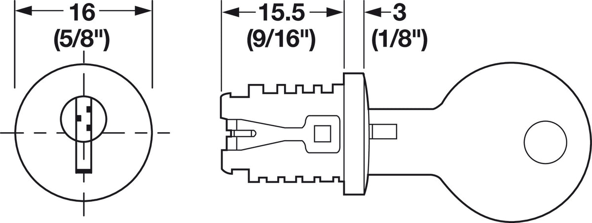 Häfele 210.05.265 Timberline - Snap-In Lock Core, Keyed Alike, modular removable core locking system, Black epoxy, key change 126TA