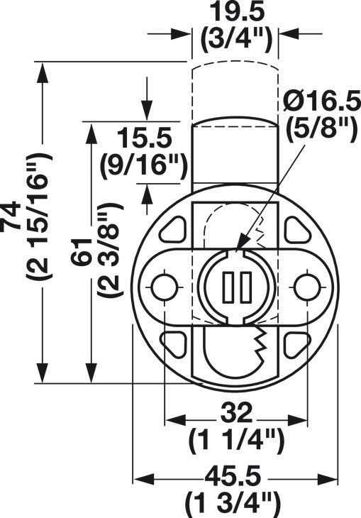 Häfele 232.18.350 Timberline - Deadbolt Lock, with Offset Bolt for Face-Frame Cabinets, modular removable core locking system, Right hand/ left hand, offset 22 mm