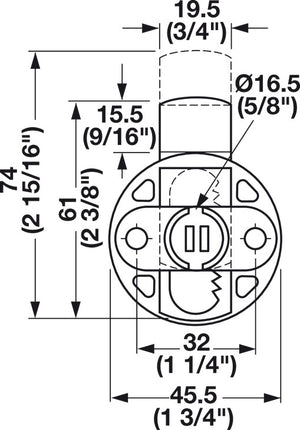 Häfele 232.18.358 Timberline - Deadbolt Lock, with Offset Bolt for Face-Frame Cabinets, modular removable core locking system, Drawer, offset 15 mm