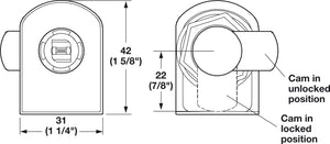 Häfele 233.17.600 Timberline - Glass Door Lock, Vertical Installation, modular removable core locking system, Matte nickel