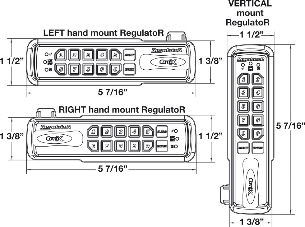 Häfele 231.97.113 TImberline - RegulatoR® Keypad Lock, Self-Locking, Horizontal, left hand, with lever on right, 1 3/16" cylinder length