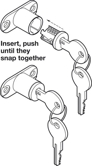 Häfele 210.06.226 Timberline - Snap-In Lock Core, Keyed Alike, modular removable core locking system, Polished nickel, key change 122TA