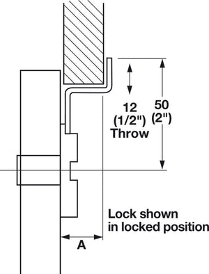 Häfele 232.18.350 Timberline - Deadbolt Lock, with Offset Bolt for Face-Frame Cabinets, modular removable core locking system, Right hand/ left hand, offset 22 mm