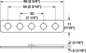 Häfele 234.87.989 Timberline - Bar Retaining Bracket, with Guide Lug, modular removable core locking system, Galvanized steel