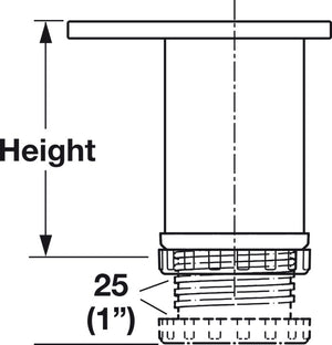 Häfele 792.01.080 TAG - Adjustable Foot, Omni Track®, Ø51 mm, 76 mm, matte aluminum
