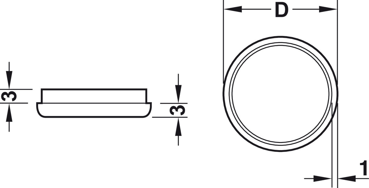 Häfele 650.22.073 QuickClick Glide, for Press Fitting Ø 20–50 mm, For smooth floors, Ø 30 mm