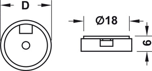 Häfele 650.24.300 QuickClick Base, Round, Self-adhesive, for surfaces, Ø 20 mm