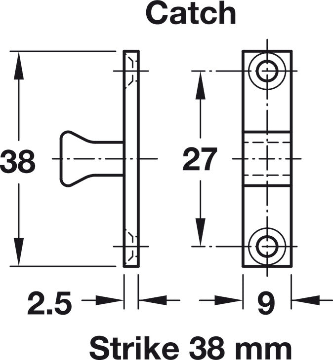 Häfele 244.20.120 Twin Ball Catch, Brass, Catch height: 60 mm, polished brass