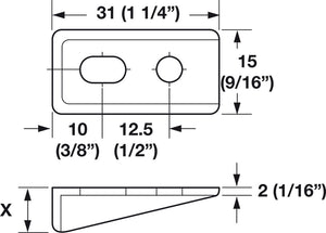 Häfele 234.91.092 Timberline - Drawer Locking Wedge, for Central Locking System, modular removable core locking system, Dim. X: 17 mm (11/16"), application 3/4" thick slides