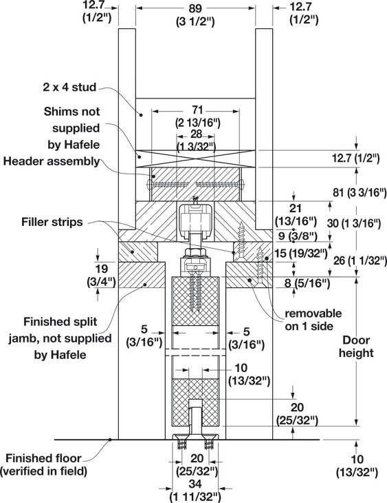 Häfele 940.94.002 Pocket Door Framing Kit, Futura, Type II