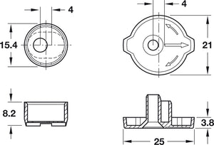 Häfele 039.60.709 Front Panel Adjustment Fitting, 2-piece, plastic, white