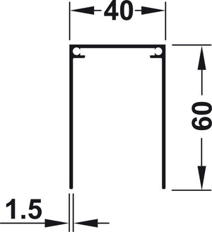 Häfele 403.36.810 Single Top Guide Track, Slido R-Aluflex 80A, Height 60 mm (2 3/8"), for screw fixing, Length: 6 m (19' 8 1/4"), white
