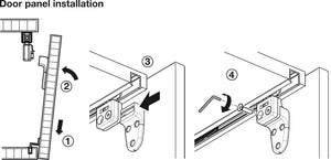 Häfele 402.33.029 Sliding Door Hardware, Slido F-Line21 20A, set, For cabinets with 1 wooden door, for door weights up to 20 kg (44 lbs.), for door heights up to 1,400 mm (55"), For 1 Door, with track stopper