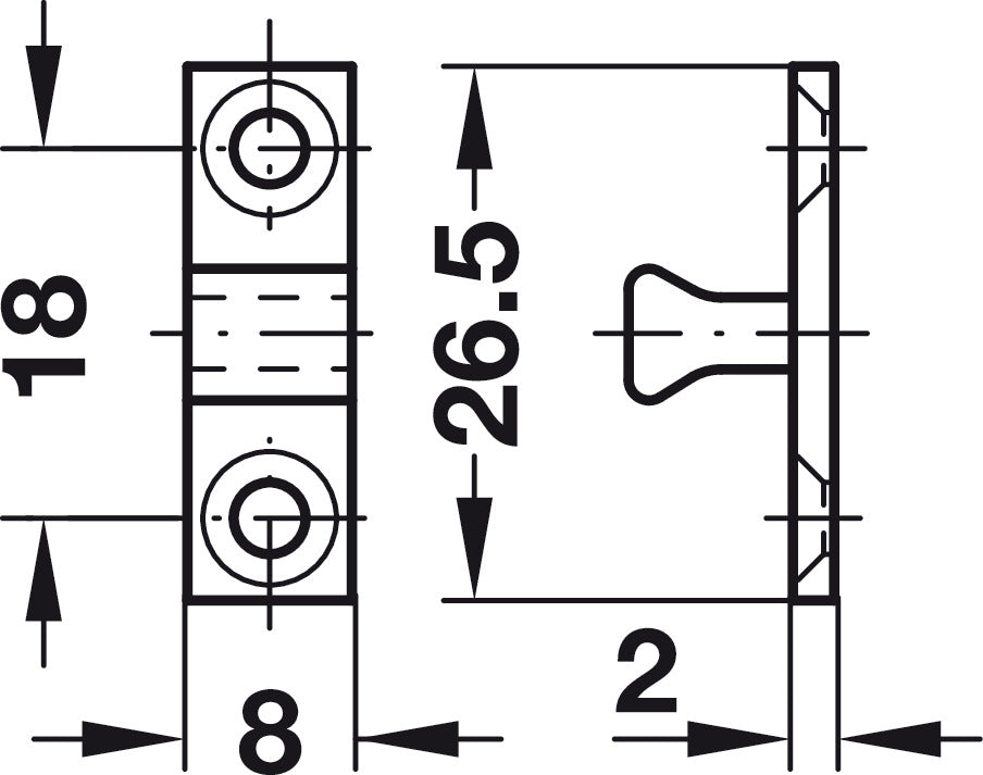 Häfele 244.20.014 Twin Ball Catch, Brass, Length: 43 mm