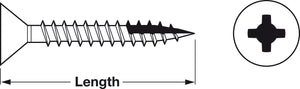 Häfele 010.23.153 Zip-R Screw, Flat Countersunk Head, #2 Phillips Drive, with Nibs, Steel, #8 x 2", Partial, Black Oxide; alternative for 010.23.071