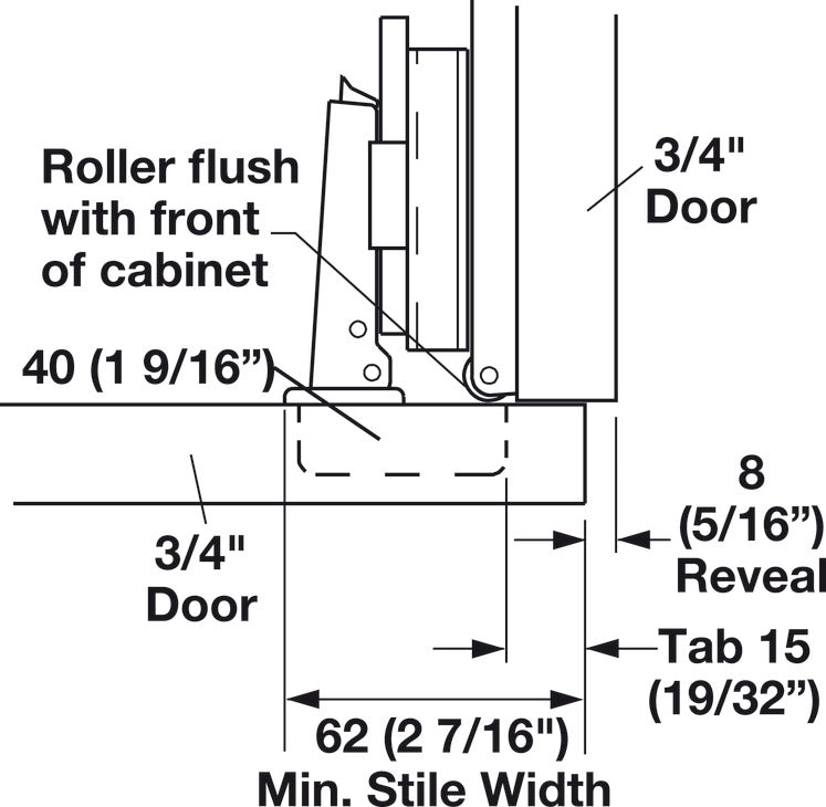Häfele 408.24.481 Accuride - Pocket Door System, 1332 (with 35 mm Hinge Kit), Length: 813 mm (32")