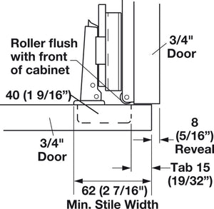Häfele 408.24.481 Accuride - Pocket Door System, 1332 (with 35 mm Hinge Kit), Length: 813 mm (32")