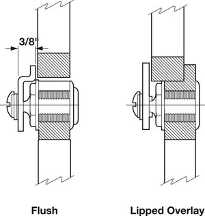 Häfele 235.10.303 Cabinet Drawer Cam Lock, C8103 Series, Keyed Alike, National Lock - High Security, Brushed chrome, key #107
