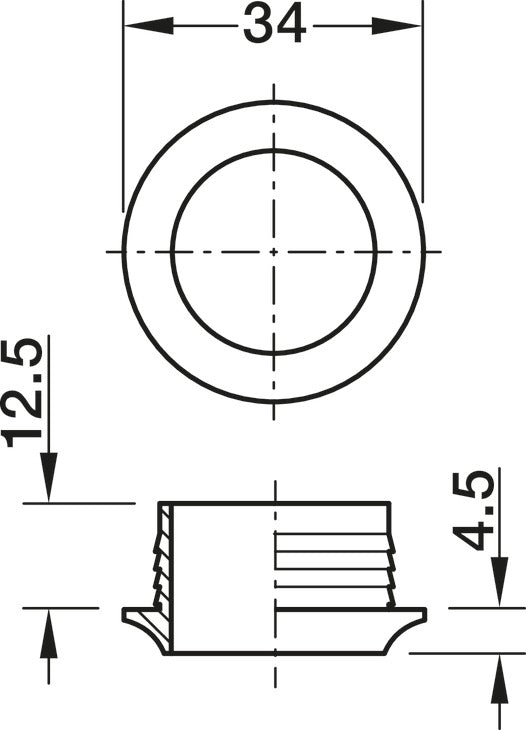 Häfele 229.03.617 Rosette, Round, for Plate Thickness 16 mm, Matte nickel