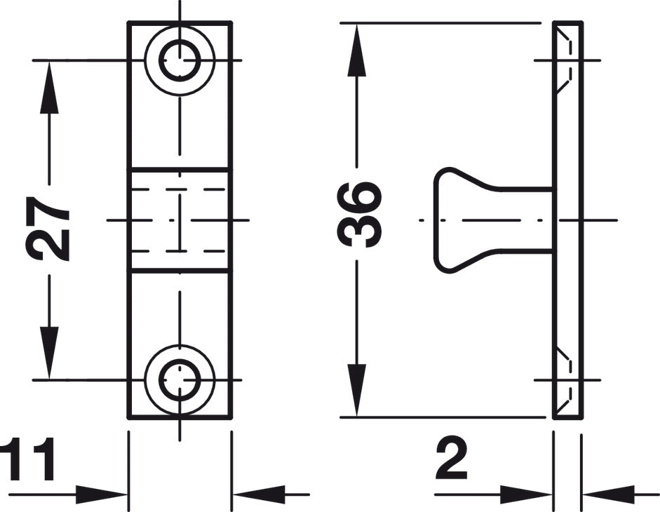 Häfele 244.20.014 Twin Ball Catch, Brass, Length: 43 mm