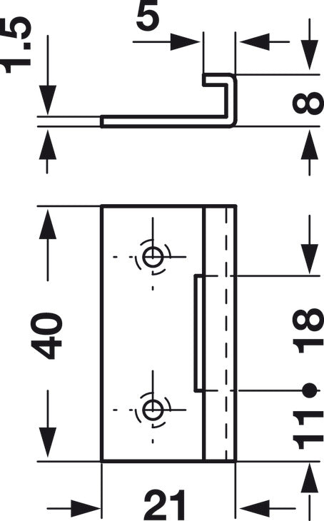 Häfele 239.01.910 Angled Striking Plate, Symo 3000, for Push and Turn Lock, Zinc-plated